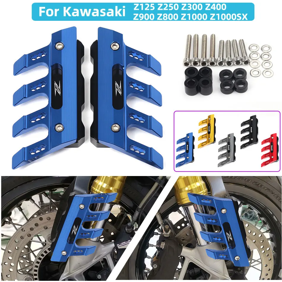

5 Colors With Logo For Kawasaki Z125 Z250 Z300 Z400 Motorcycle CNC Front Fender Slider Side Protection Guard Accessories
