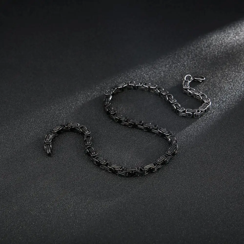 Fongten Punk Box Chain Black Necklace Stainless Steel Special Men Chokers Long Couple Necklaces Fashion Jewelry | Украшения и