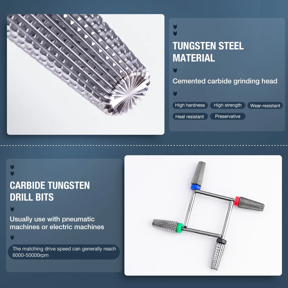 Радужный карбид вольфрама 5 в 1 сверло для ногтей фреза маникюра 3/32 &quotхвостовик