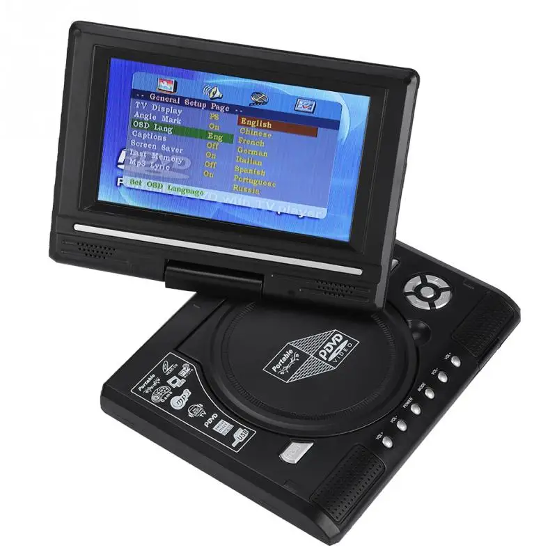 

7.8 inch Portable HD TV DVD Player Rechargeable Battery Car TV Muilt Language TV Portatil 207 Degree 16:9 Swivel LCD Screen