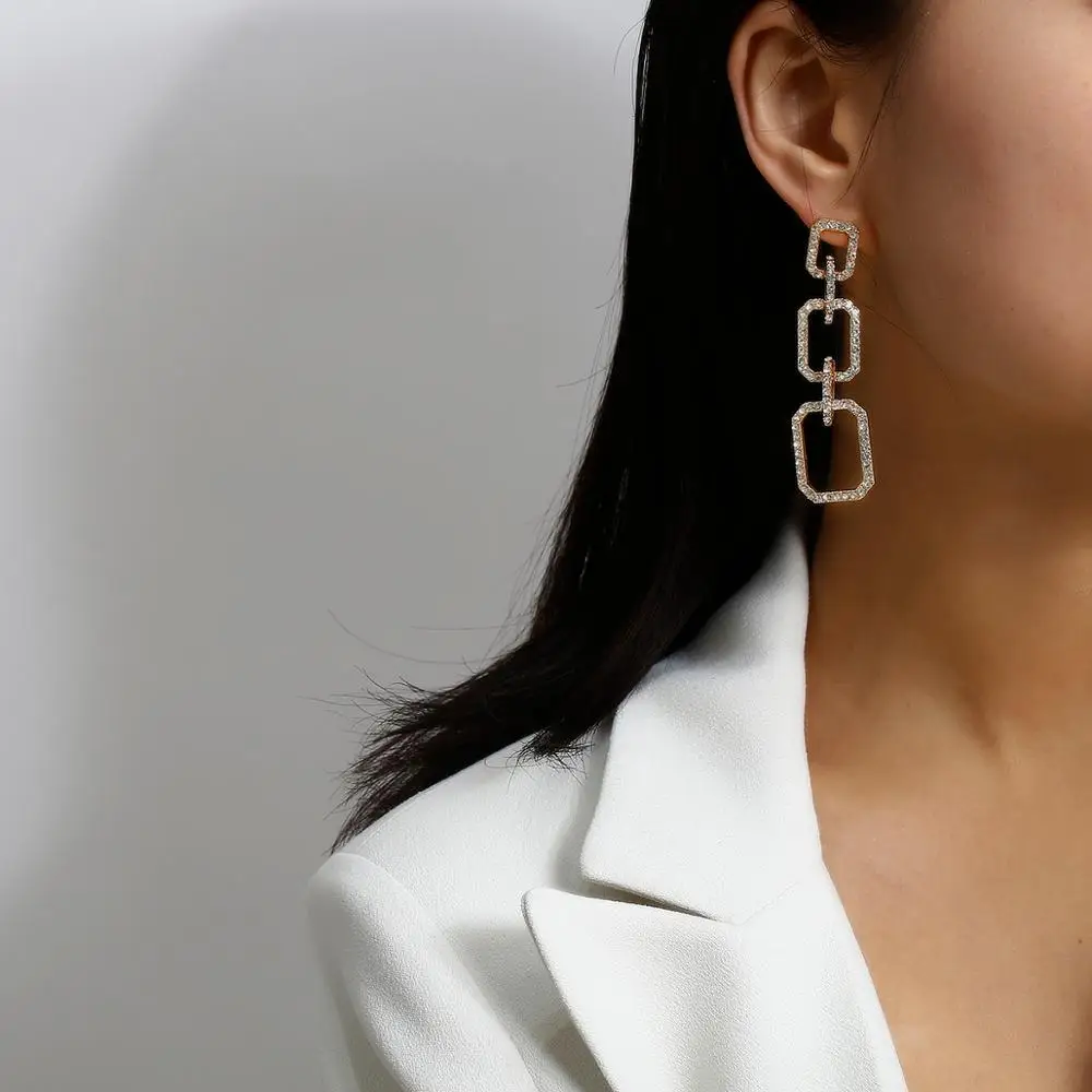 MSWEIJIA инкрустированные геометрические серьги гвоздики из циркона Преувеличенные