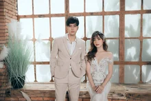 Conjunto de chaqueta y pantalones para hombre, traje a medida, Blazer Formal, ropa de fiesta de boda, traje ajustado, color Beige, 2 piezas (4)