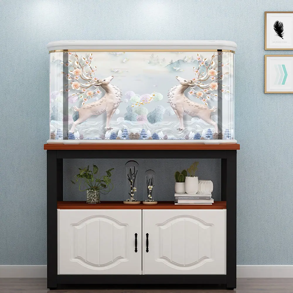 

Milu Deer Background Sticker Fish Tank Creative Paste Paper Aquarium Decoration Poster Decor Room Ornament YGT010