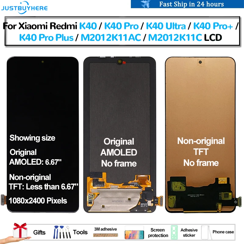 

Оригинальный AMOLED ЖК-дисплей для Xiaomi Redmi K40 K40 Pro K40 Ultra K40 Pro Plus Pantalla Сенсорная панель экран дигитайзер в сборе