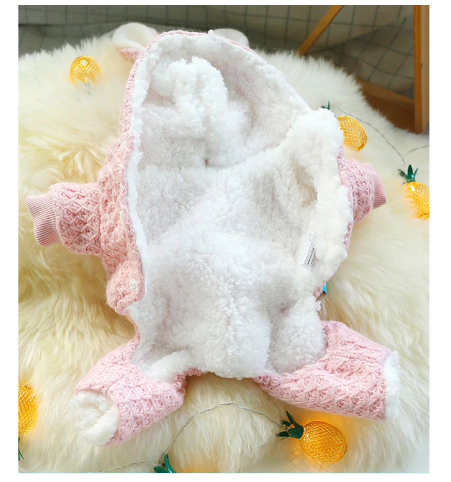 Jumpsuits Pet Dog Clothes Winte Warm Rabbit Ears Home Wear Overalls For Dog Jackets Coat Chihuahua Bichon Thicked Puppy Costumes