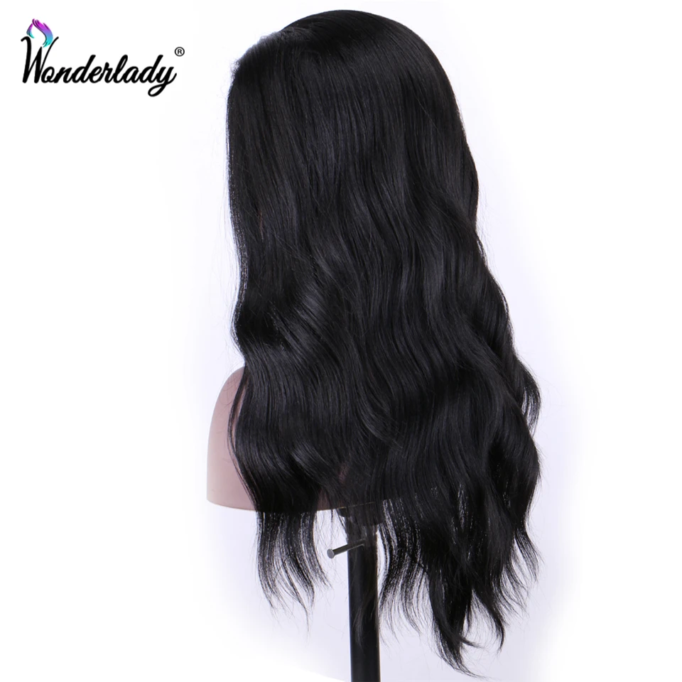WonderLady длинные волнистые натуральные волны 1B # синтетические кружевные парики с