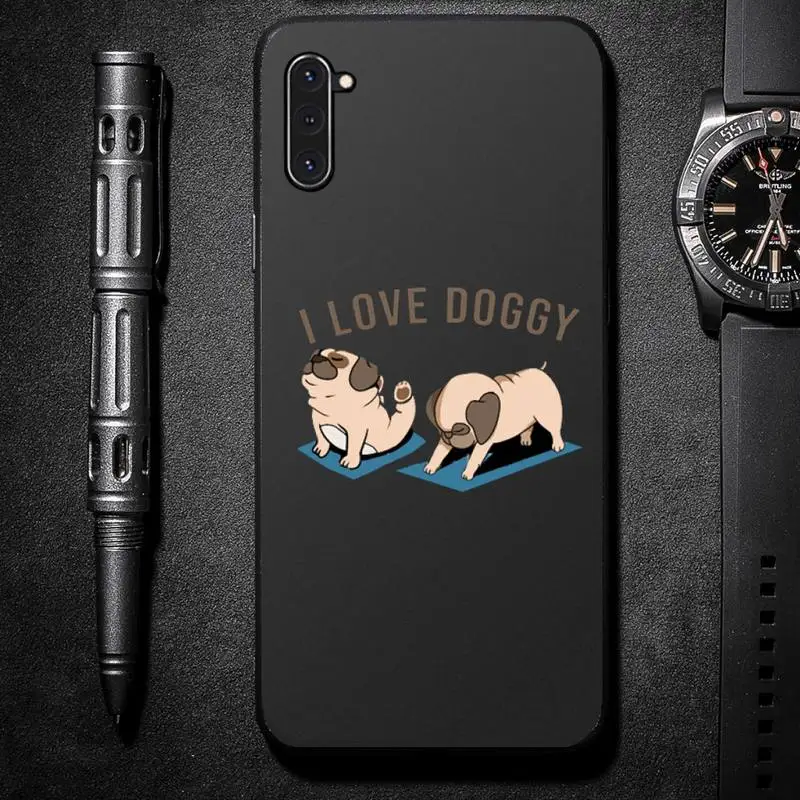 

Cute Cartoon Pug Animal Yoga Phone Case For Samsung galaxy S A note 6 7 8 9 10 20 31 40 50 51 71 edge plus 5G