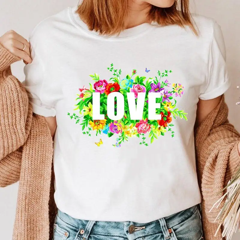 

Clothing Clothes Short Sleeve Print Tee Ladies Summer T-shirt Letter Love Trend 90s Women Cartoon Graphic T Shirt Female Top