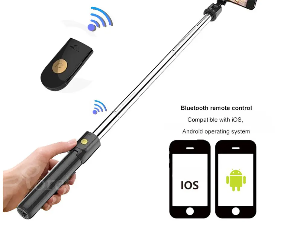 Roreta 3 в 1 Беспроводная Bluetooth селфи палка складной мини штатив расширяемый монопод с пультом дистанционного управления для iPhone IOS Android