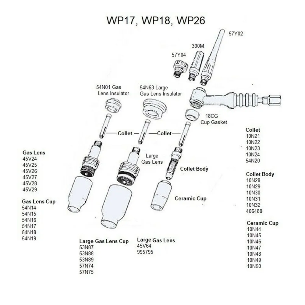 

5pcs 995795 Large TIG Gas Lens Collet Bodies 1/8\" Gas Lens Collet Body TIG WP17 WP18 WP26 Welding Torch