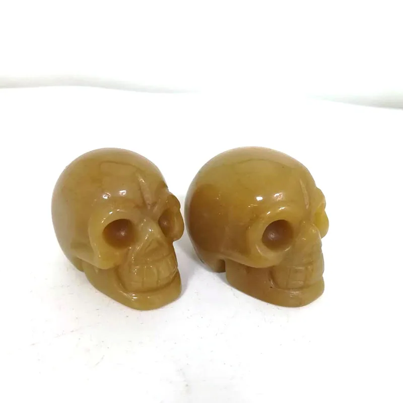 

Hand Carved Natural Jade Quartz Crystal Reiki Skull R