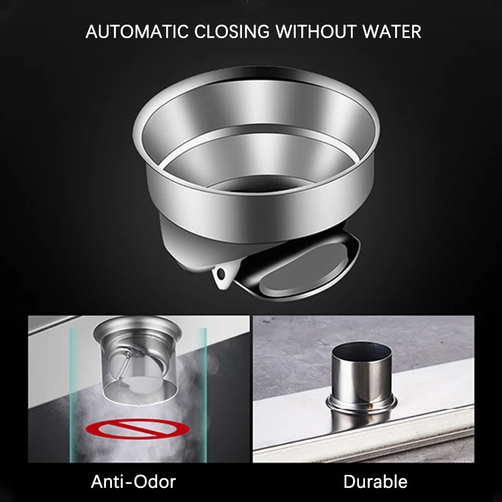 20 80cm side outlet shower drain stainless steel bathroom floor drainage linear waste drain for kithchen free global shipping