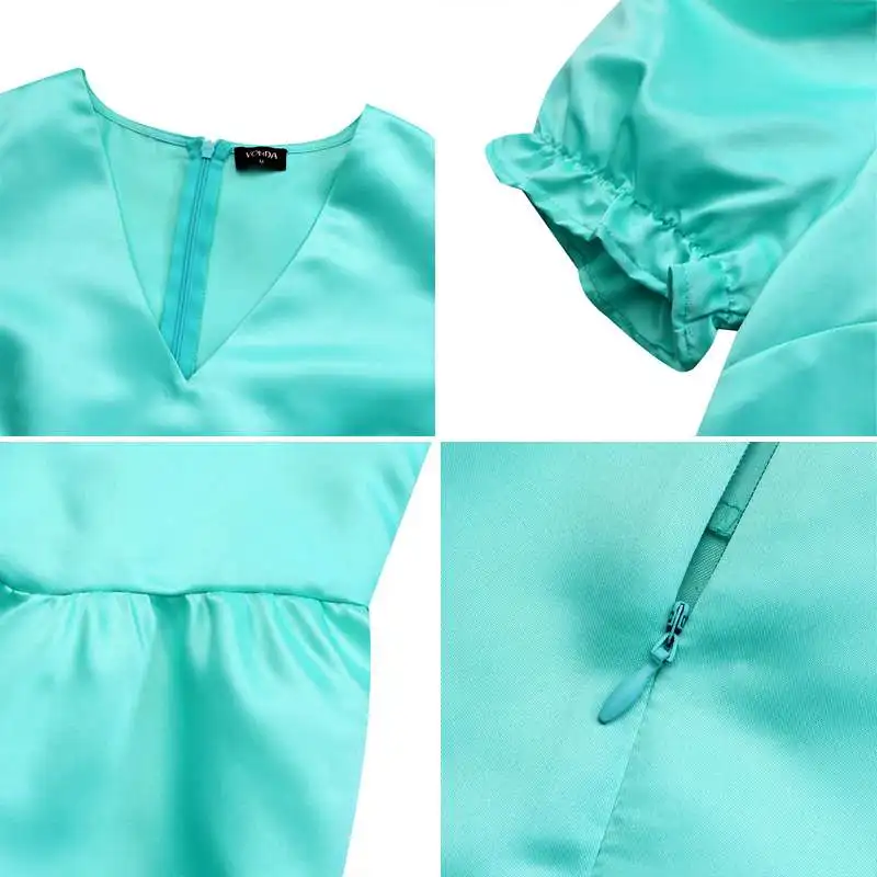 

Sexy V Neck Party Dress 2021 VONDA Women Puff Sleeve Holiday Party Long Dress Summer Sundress Casual Vestido Bohemian Robe Femme