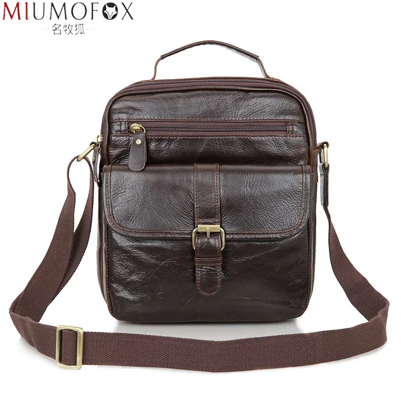 

First Layer Cowhide Men Messenger Bag Vintage Man HandBags for 7.9" IPad High Quality Leather Shoulder Bags Tote Crossbody Bag