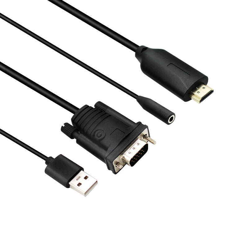 HDMI к VGA кабель адаптер 1,8 м с USB и аудио входом HDMI2VGA Кабель 1,8 м аудио и видеокабель, адаптер