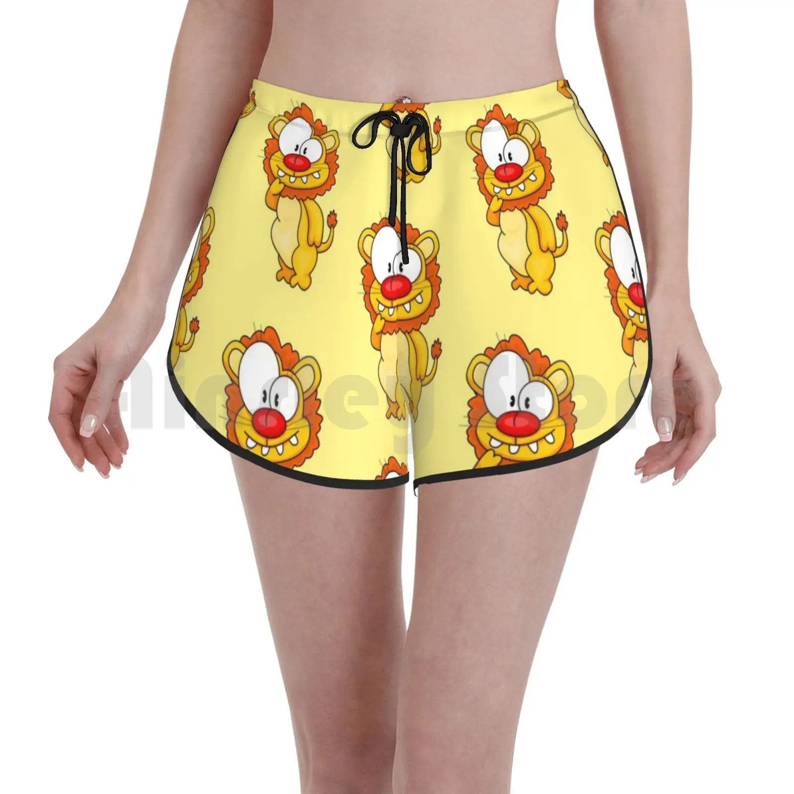 

Шорты для плавания с мультяшным большим котом женские пляжные шорты Мультяшные животные дикая большая кошка существо млек зверь лев дикая ...