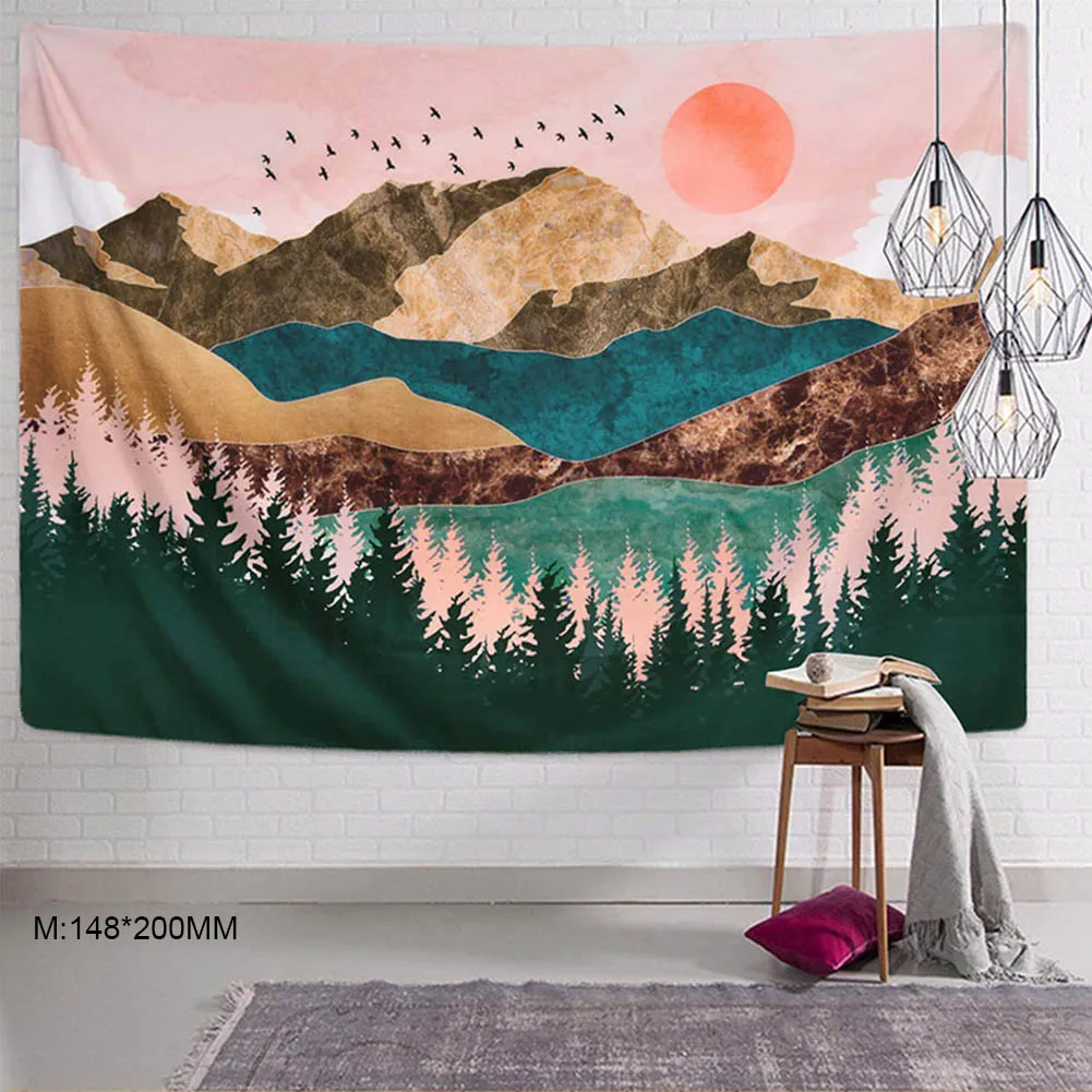 

Mountain Forest Tree Tapestry Sunset Nature Landscape Wall Hanging Decor for Bedroom SEC88