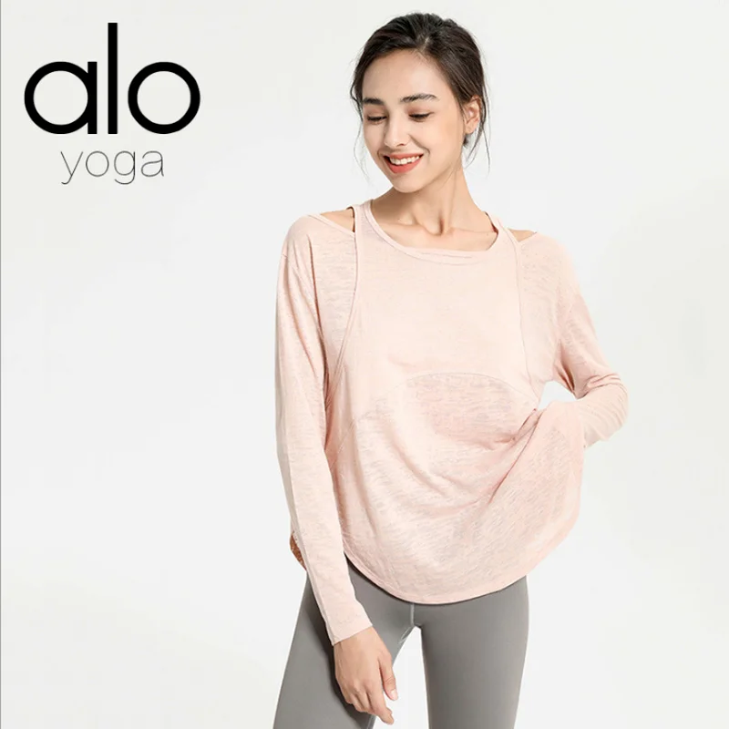 

Alo ALO Yoga Net Yarn Loose Women's Sports Top Fitness Running Breathable Fashion Slim Quick-Drying Long Sleeve T-shirt