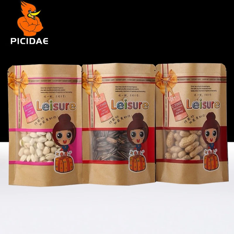 Мультфильм портативный Крафт Бумага Хранения Продуктов Питания Орех Снэк Мешок