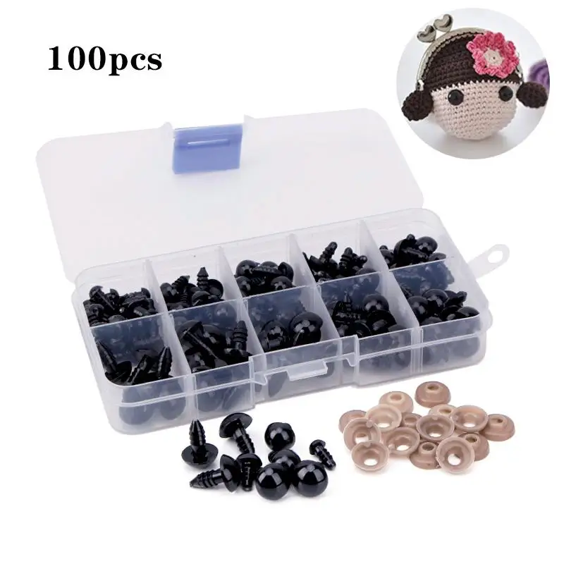 100 шт 6 12 мм Фурнитура для бижутерии глаза Черный Пластик ремесла Безопасность