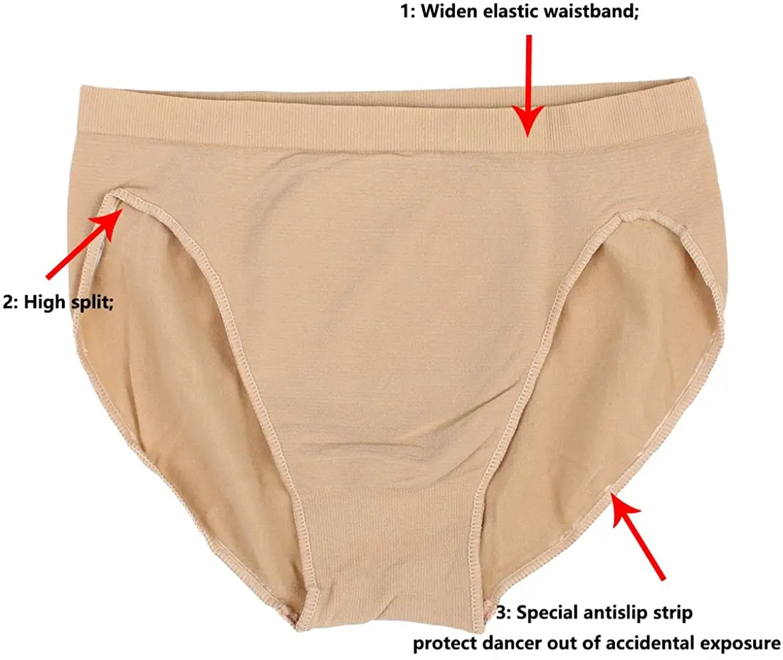 

Girl Ballet Dance Briefs Women - Beige Velvet Cotton Mid Rise Waist Panty Gymnastics Underpants for dance show
