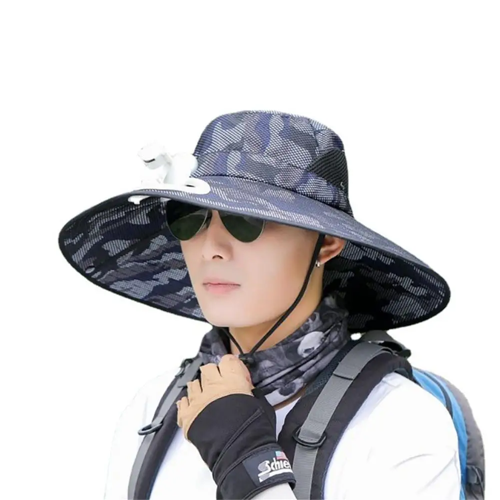 

Wide Brim Sunscreen Hats With Fan Neck Face Flap Sun Caps For Outdoor Fishing Sports Cap 56-58cm Head Circle For Unisex Camping