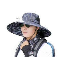 wide brim sunscreen hats with fan neck face flap sun caps for outdoor fishing sports cap 56 58cm head circle for unisex camping