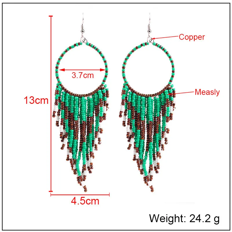 

Measly Beads Long Dangle Drop Earrings Ethnic Tassel Bohemia Fashion Jewelry Accessories Retro Vintage Wholesale Holiday