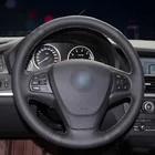 Чехлы рулевого колеса из искусственной кожи черного цвета для BMW F25 X3 2011 2012 2013 2014 2015 2016 2017 F15 X5 2014