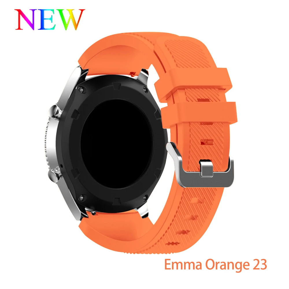 Emma Orange Для samsung galaxy watch 46 мм 42 мм активный 2 ремешка силиконовый ремень gear S3 frontier huawei watch gt 2 ремешок 22 мм 20 мм ремешок для часов - Цвет ремешка: Emma Orange