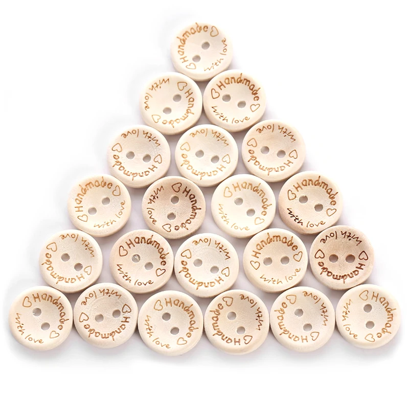 24 шт./лот деревянные пуговицы натурального цвета ручной работы с надписью love для