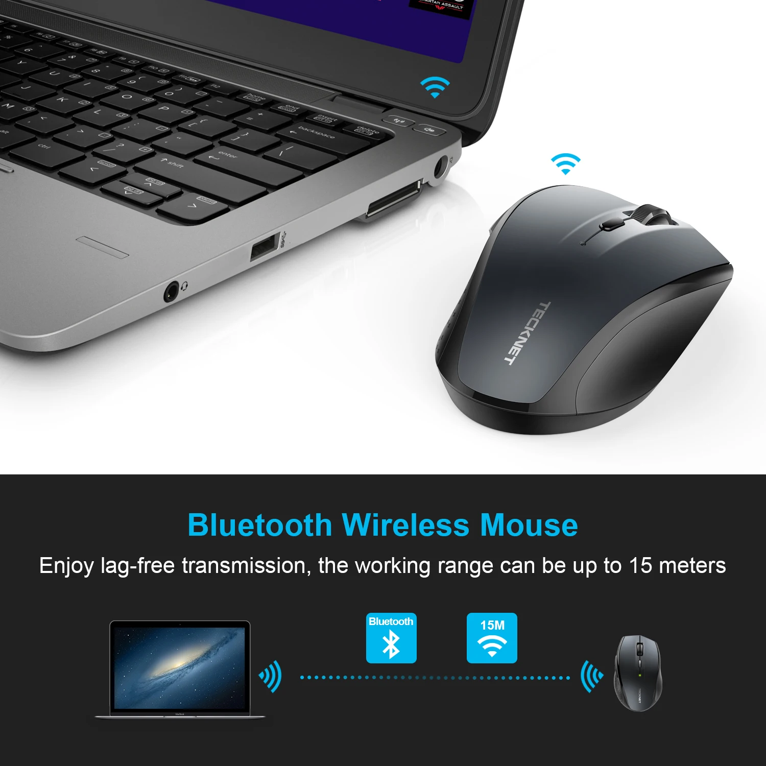Tecknet Bluetooth Беспроводной Мышь эргономичный 2.4 ГГц компьютер Мыши компьютерные 2600/2000/1600/1200/800 Точек на дюйм для оконные рамы ноутбука Тетрадь PC