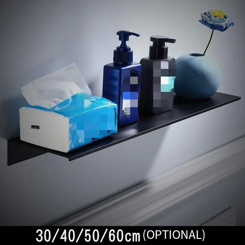 

Bathroom Shelf Aluminum Black Wall Mounted Shampoo Shower Shelves Holder Kitchen Storage Rack Towel Bar Bath Accessories