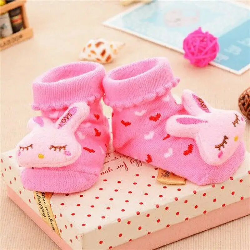 Детские Разноцветные носки для новорожденных с мультяшным рисунком