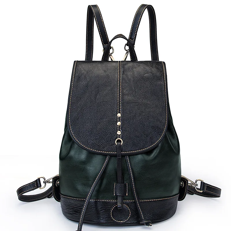 

Bestform Retro Genuine Leather Bagpack Women Travel Bag 2021 New Large Capacity First Layer Cowhide Lady Backpack College Bags