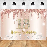 rose gold sweet 18th photo backdrop boys girls happy birthday party diamond photography background banner photocall prop