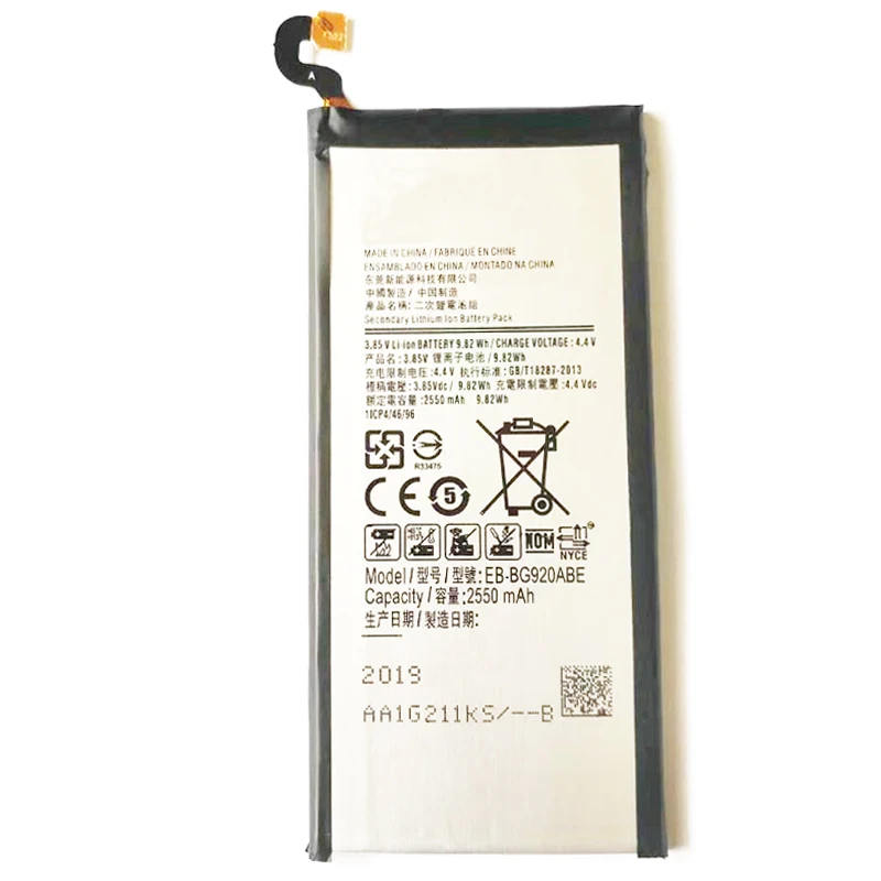 Новый 2550 мА/ч EB BG920ABE батарея для телефона Samsung GALAXY S6 G9200 G9208 G9209 G920F G920I G920 G920A G920V G920T