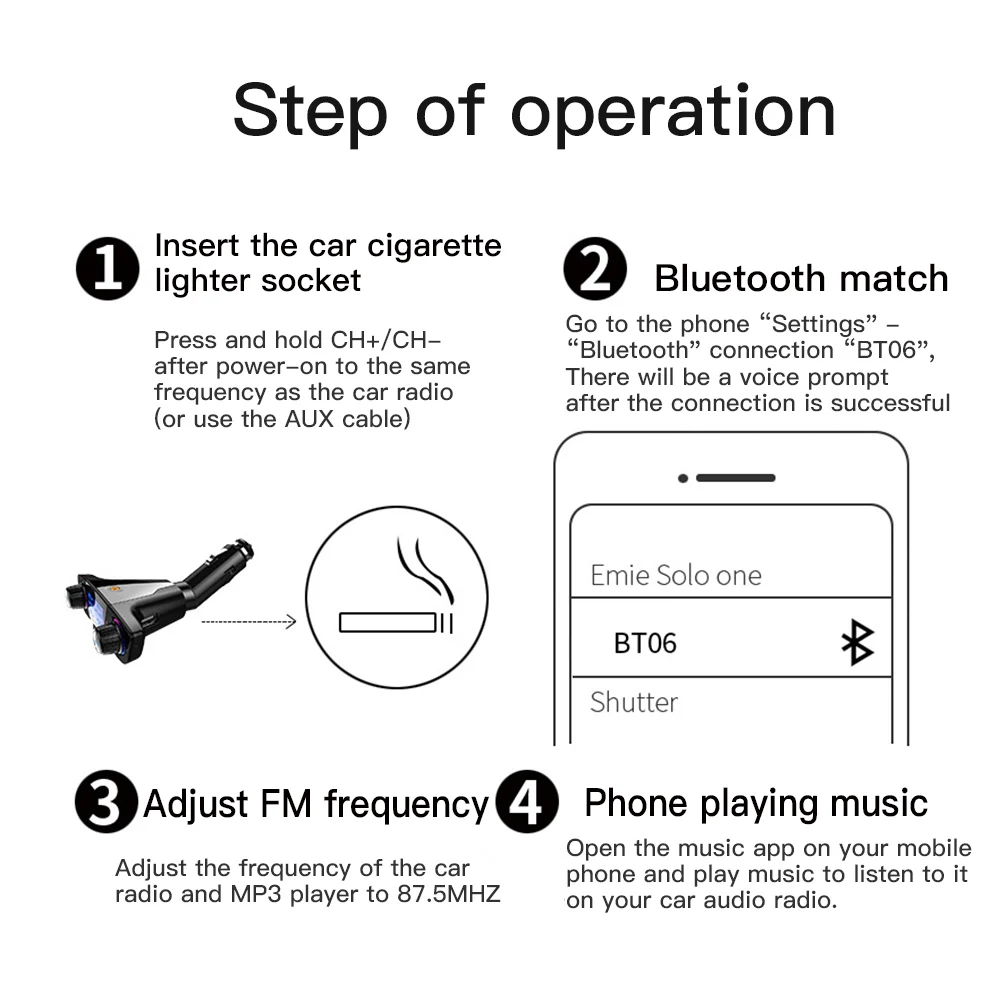 Car Handsfree Wireless Bluetooth Kit FM Transmitter LED Audio MP3 Player Dual USB Charger FM TF Aux in Modulator Car Accessories