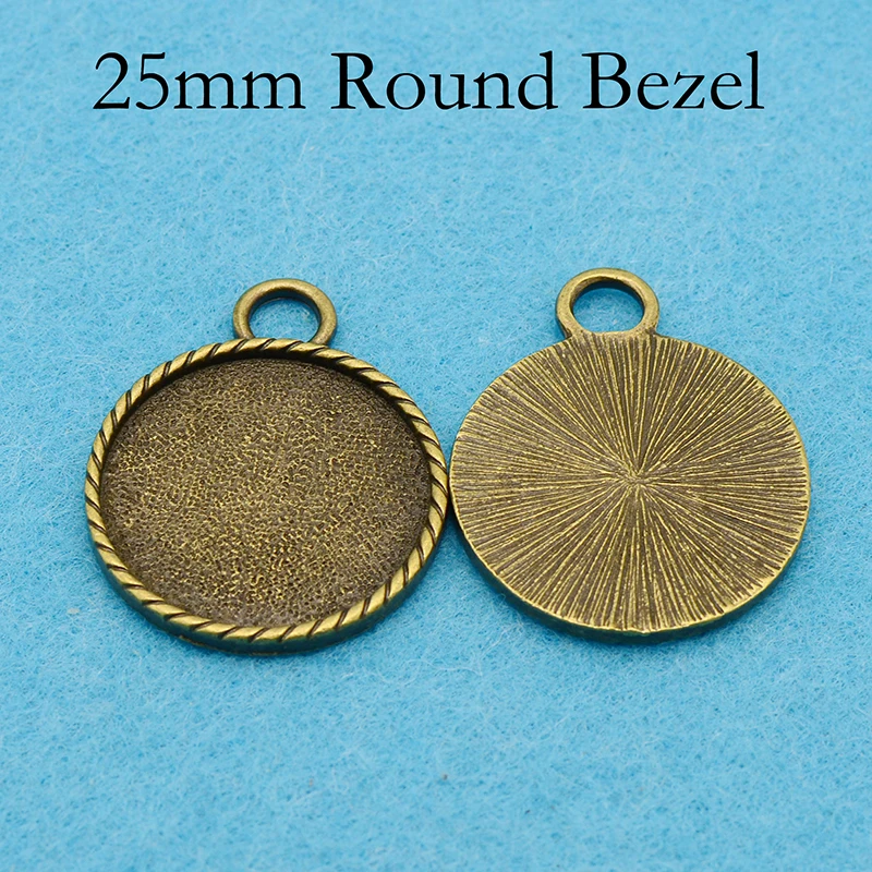 50 - 25mm Round Pendant Setting Rope Trim Bezel Blank Tray Cabochon Resin Frame | Украшения и аксессуары