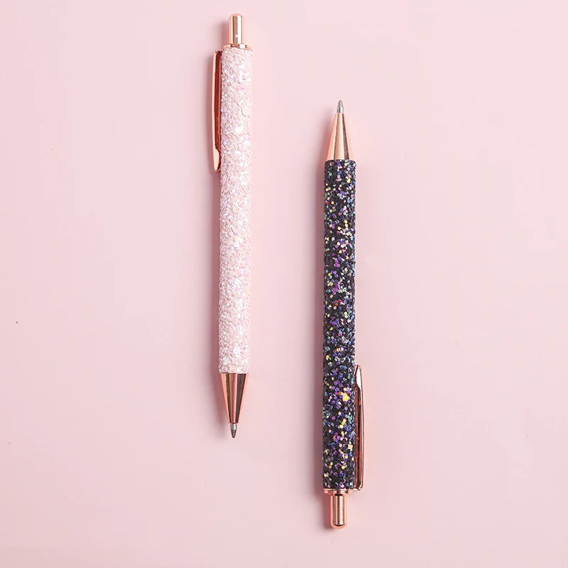 

Glitter Metal Sequin Crystal Pen 0.5mm Black refill Ballpoint Pen School Office Stationery Student Writing Tool Working Gel pen