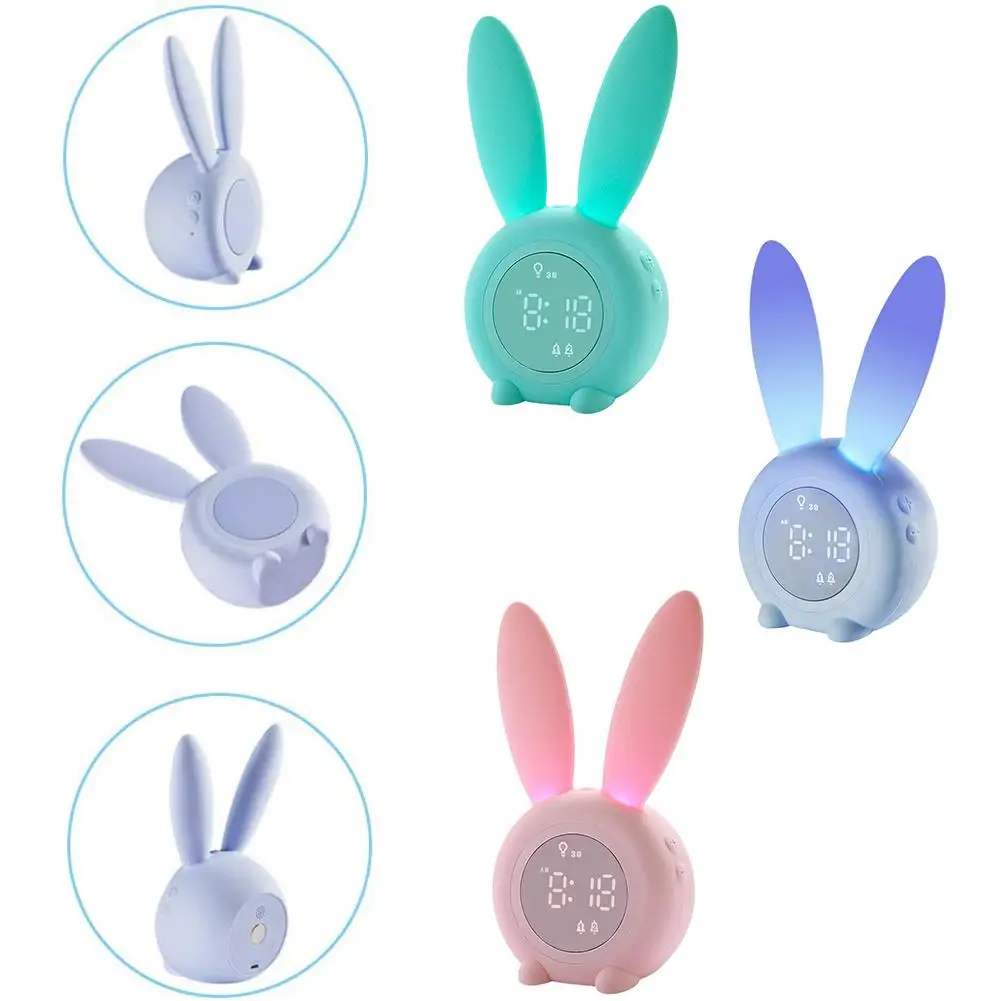 Милый кролик будильник силиконовый индукционный Ночной светильник маленький с
