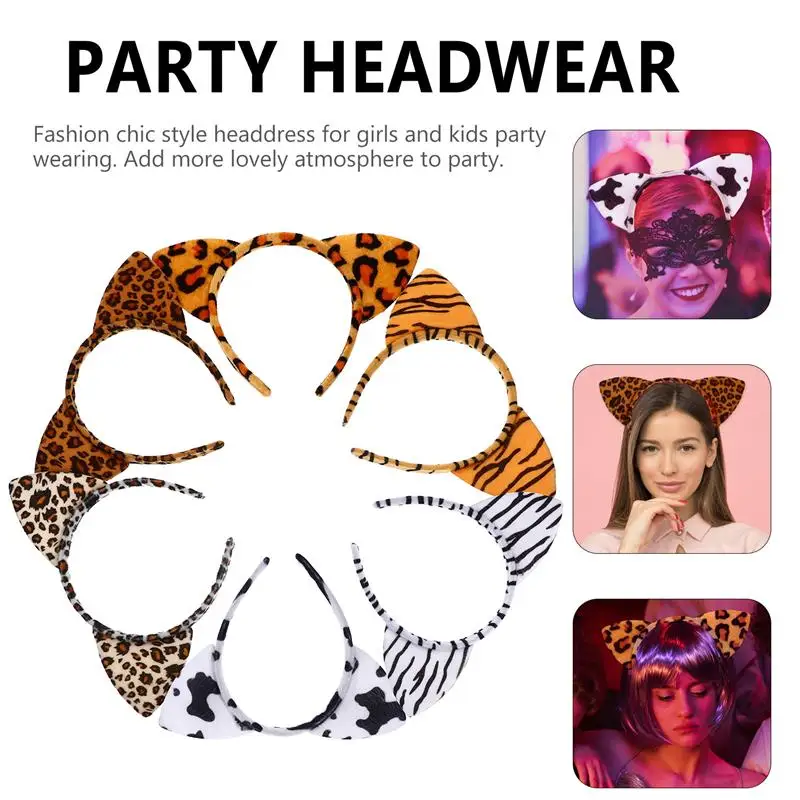 

6pcs Colorful Forest Cartoon Headdress Animal Hair Band Cat Ear Headband Cosplay Headband