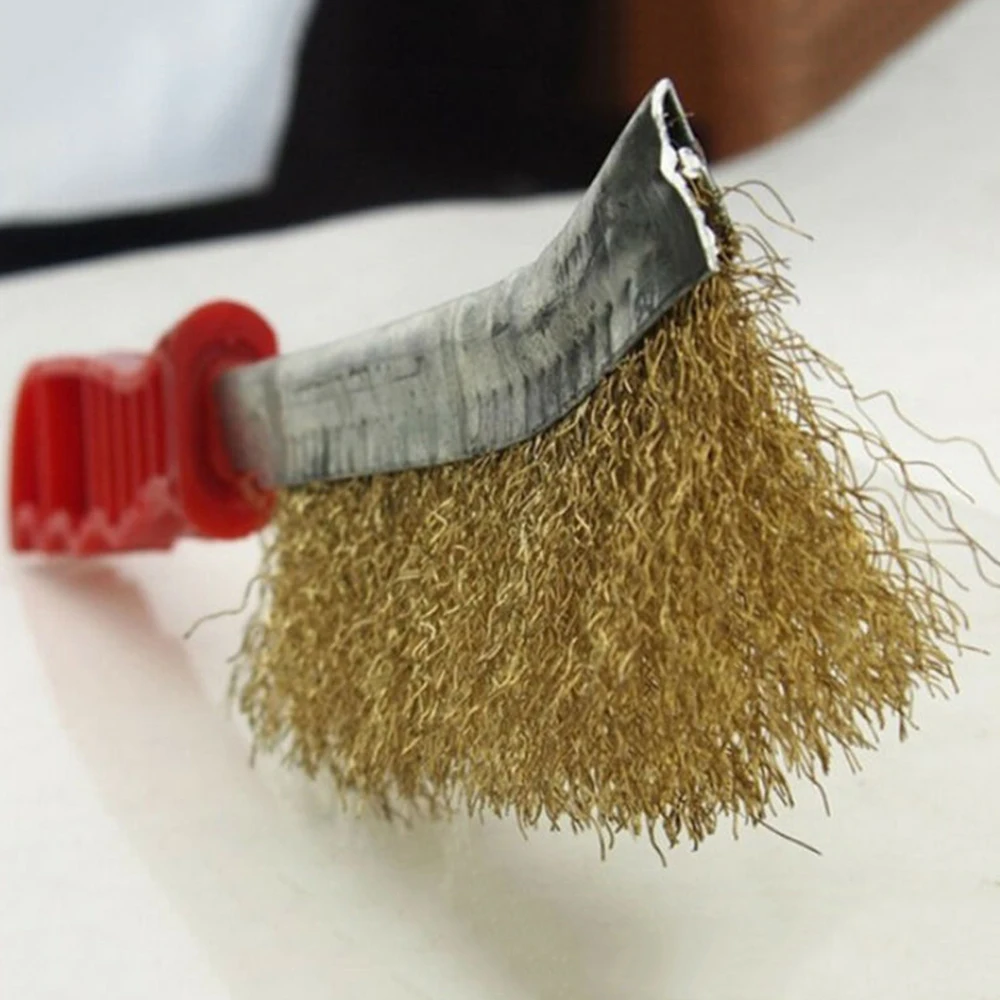 

2pcs Wire Brush Red Stainless Steel Brass bristles Remover Paint Removal