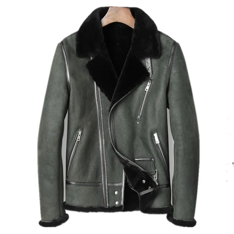 Мужская зимняя куртка из натуральной овечьей кожи теплая шуба шерсти размера