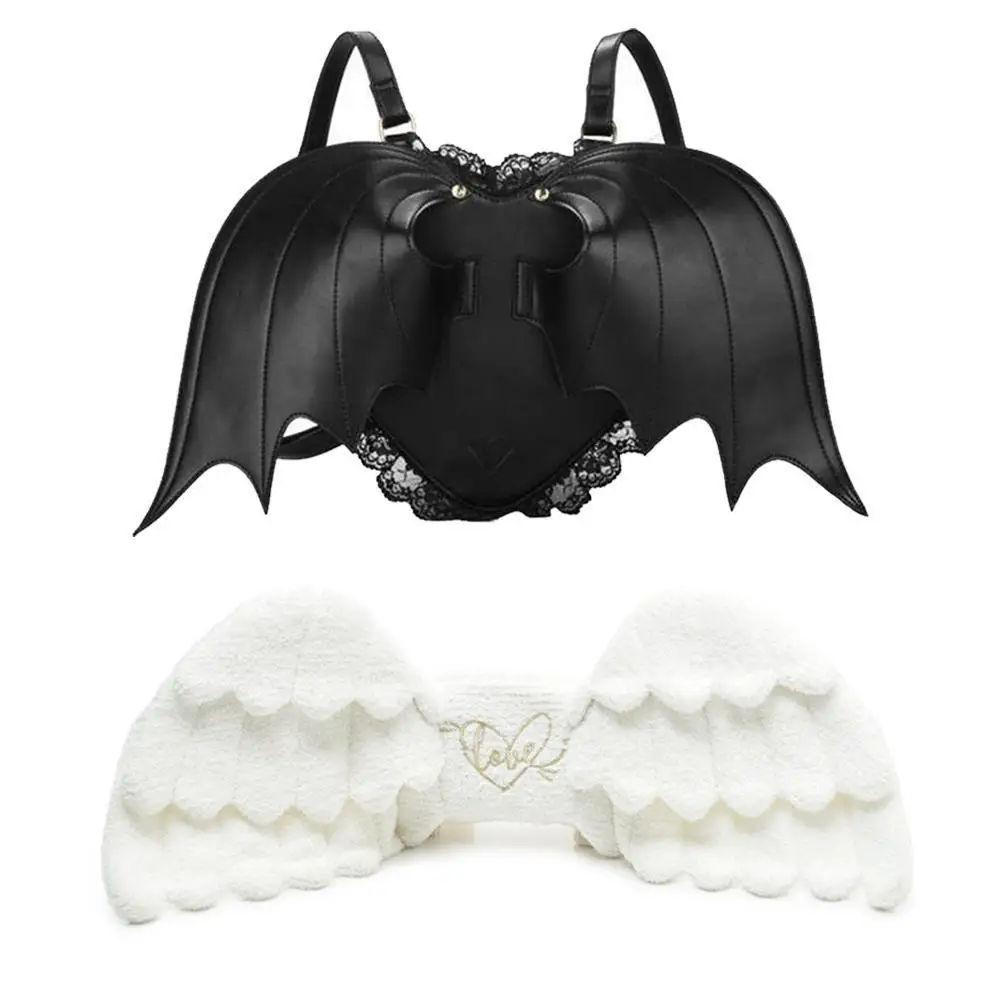 Рюкзак с рисунком дьявола летучей мыши Ангела в японском стиле Харадзюку милый