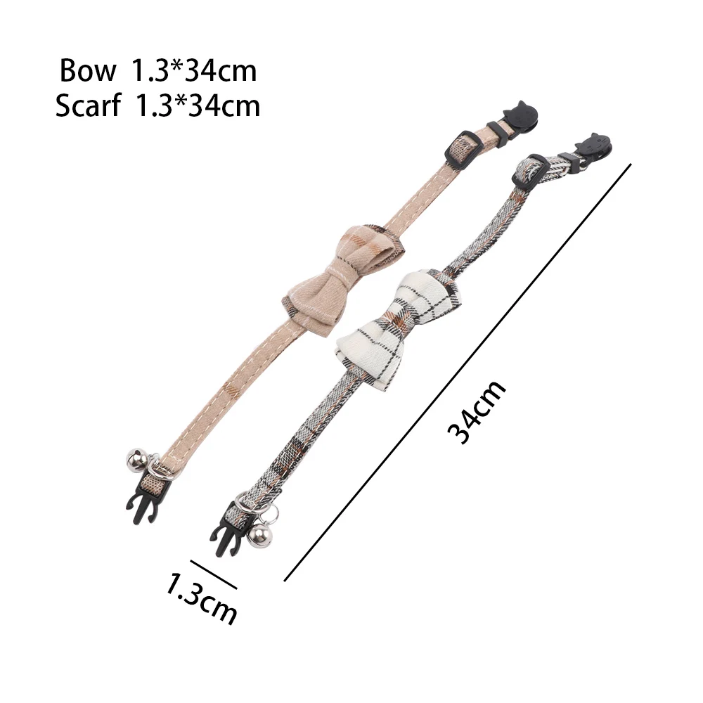 

Cotton Cat Collar Colorful Bowknot Puppy Chihuahua Collars with Bell Adjustable Safety Buckle Cats Bow Tie Pets Accessories