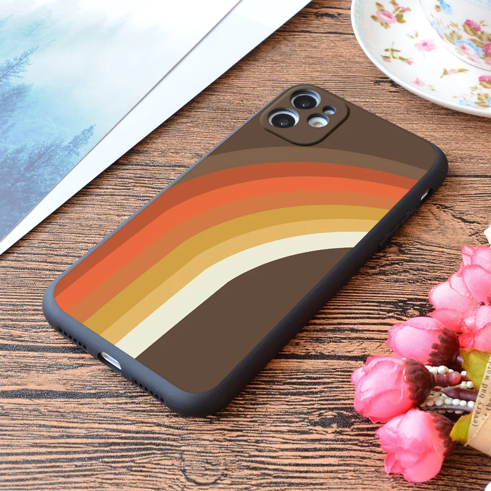

For iPhone Rad 70S Style Throwback Rainbow Art 1970S Minimalist Art Print Soft Matt Apple iPhone Case