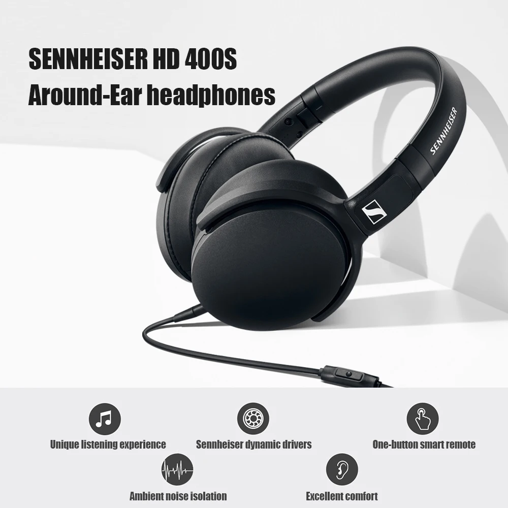 Оригинальные наушники-вкладыши Sennheiser HD 400S с шумоизоляцией складная музыкальная