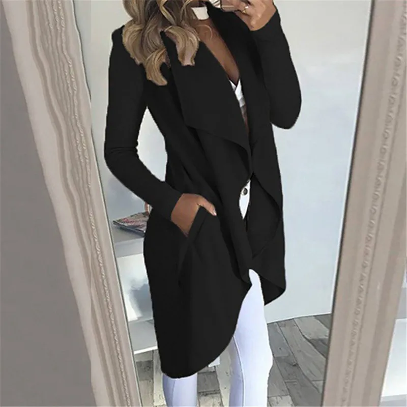 

Fashion Women Open Front Coats and Jacket Elegant OL Office Lady Cardigan Femme Outwear Autumn Winter Top Ladies Streetwear