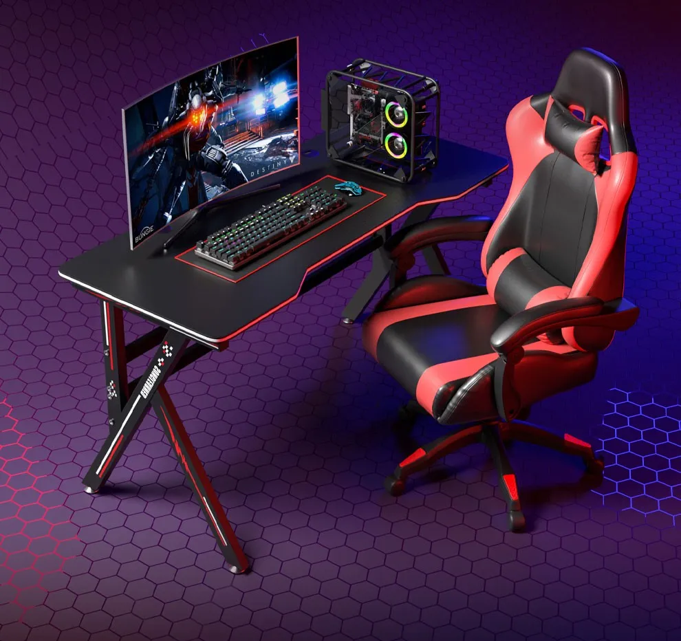 Черный матовый компьютерный игровой стол профессиональный В гоночном стиле k